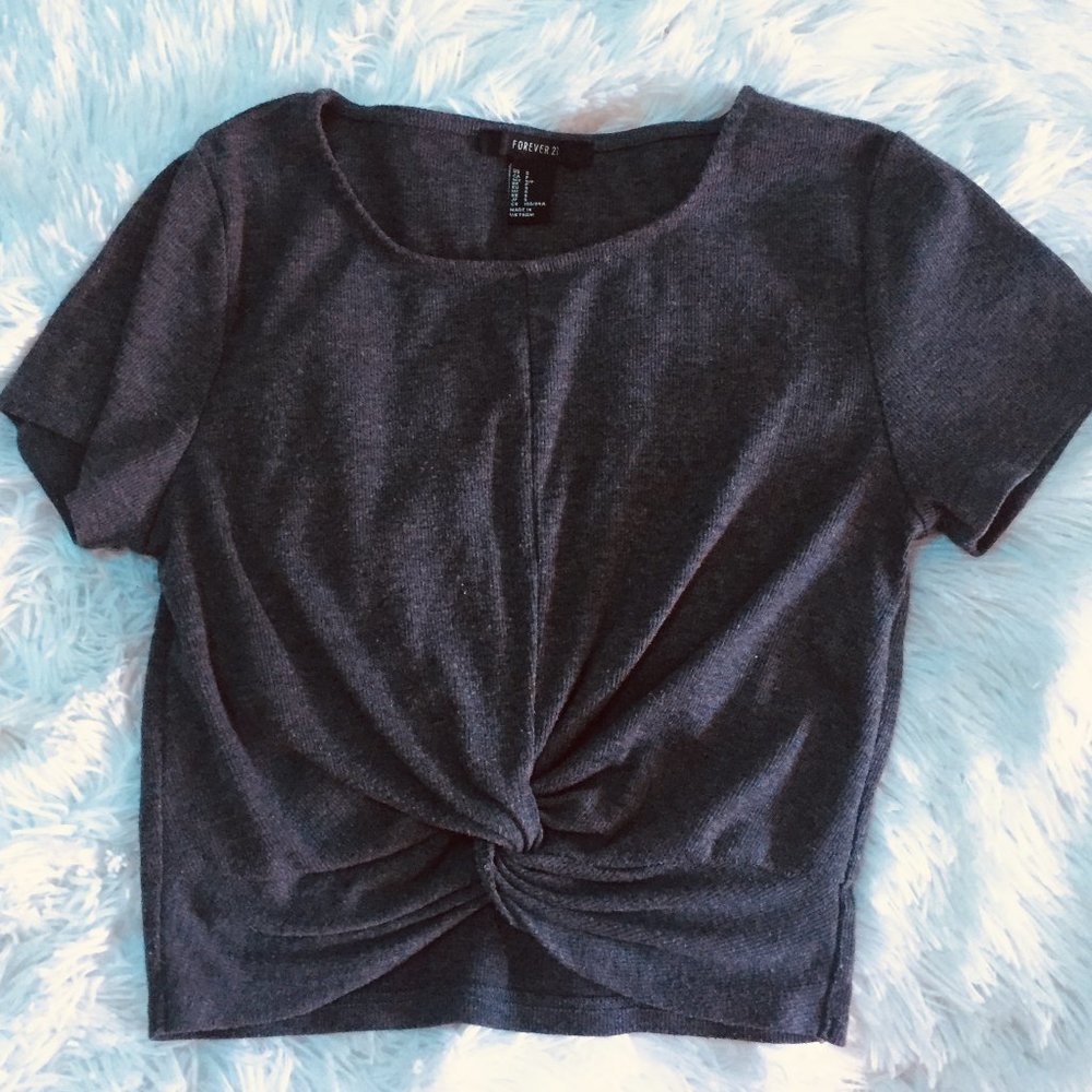 grey twist cropped top